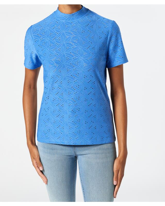 T-shirt with perforated pattern for women, blue (KiK T-Shirt mit Lochmuster (blau)) — KiK, authentic German product in Morocco