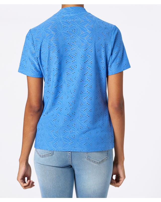 T-shirt with perforated pattern for women, blue (KiK T-Shirt mit Lochmuster (blau)) — KiK, authentic German product in Morocco