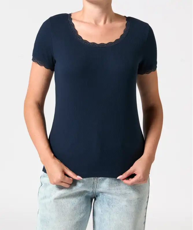 T-Shirt mit Spitzendetails