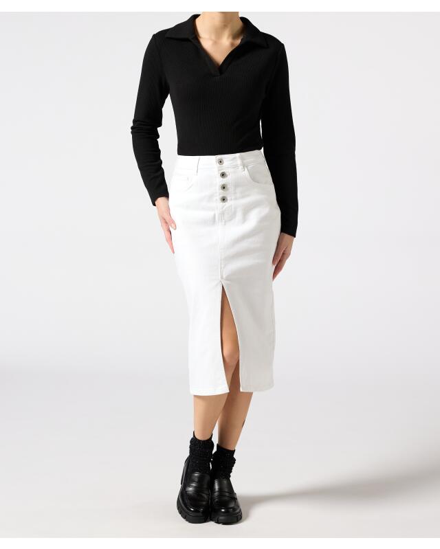 Midi denim skirt for women, white — KiK, authentic German product in Morocco