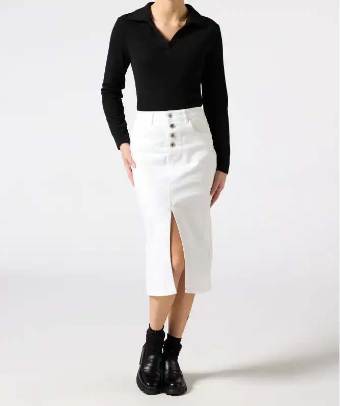 Spijkerrok in midielengte