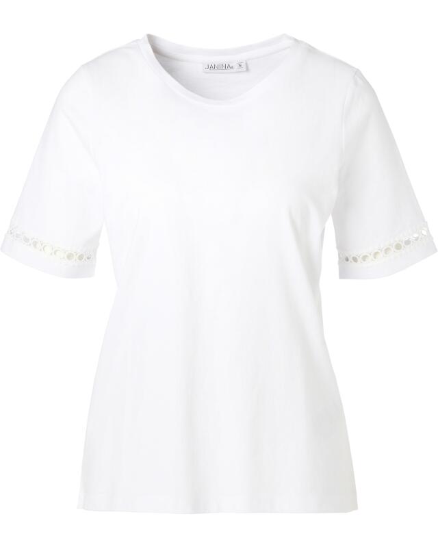T-shirt à dentelle au crochet femme, blanc (KiK T-Shirt mit Häkelspitze (weiß)) — KiK, produit allemand authentique au Maroc