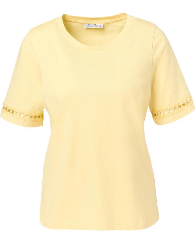 T-shirt à détails au crochet femme, jaune clair (KiK T-Shirt mit Häkeldetails (hellgelb)) — KiK, produit allemand authentique au Maroc
