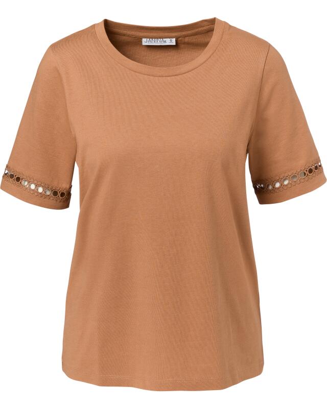 T-shirt à détails au crochet femme, marron (KiK T-Shirt mit Häkeldetails (braun)) — KiK, produit allemand authentique au Maroc