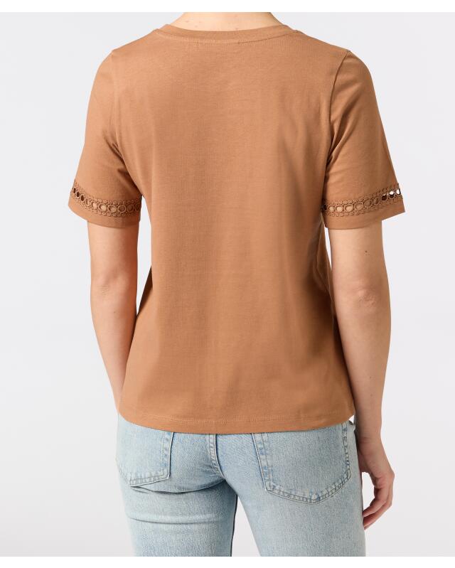 T-shirt à détails au crochet femme, marron (KiK T-Shirt mit Häkeldetails (braun)) — KiK, produit allemand authentique au Maroc