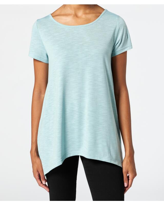 T-shirt à ourlet pointu femme, vert menthe (KiK Zipfelshirt (mintgrün)) — KiK, produit allemand authentique au Maroc