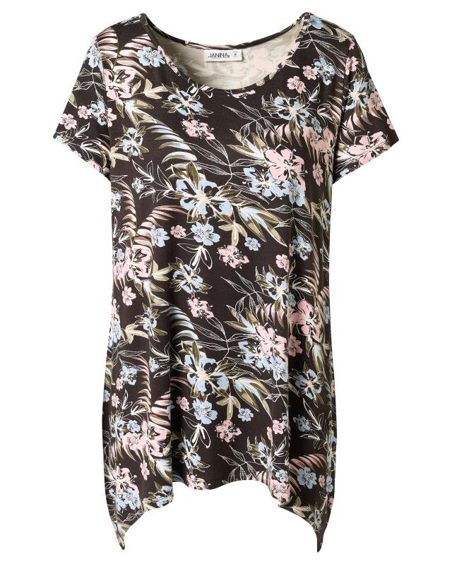 T-shirt à ourlet pointu femme, noir (KiK Zipfelshirt (schwarz)) — KiK, produit allemand authentique au Maroc