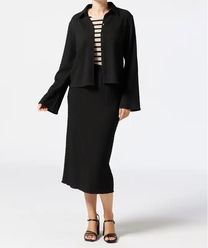 Midi rok in gekreukte look