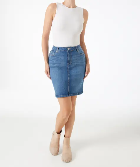 Džínová sukně se sepranými efekty