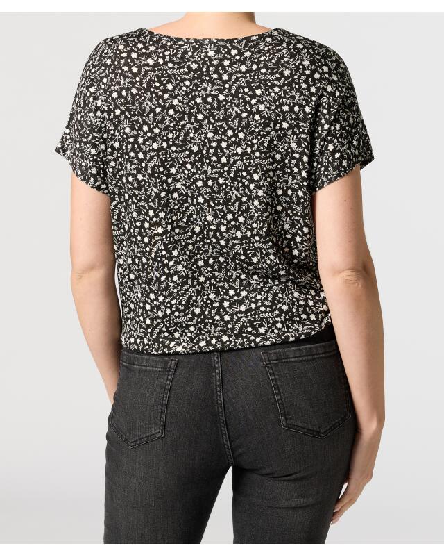 Blouse-style T-shirt for women, black printed (KiK Blusenshirt (schwarz bedruckt)) — KiK, authentic German product in Morocco