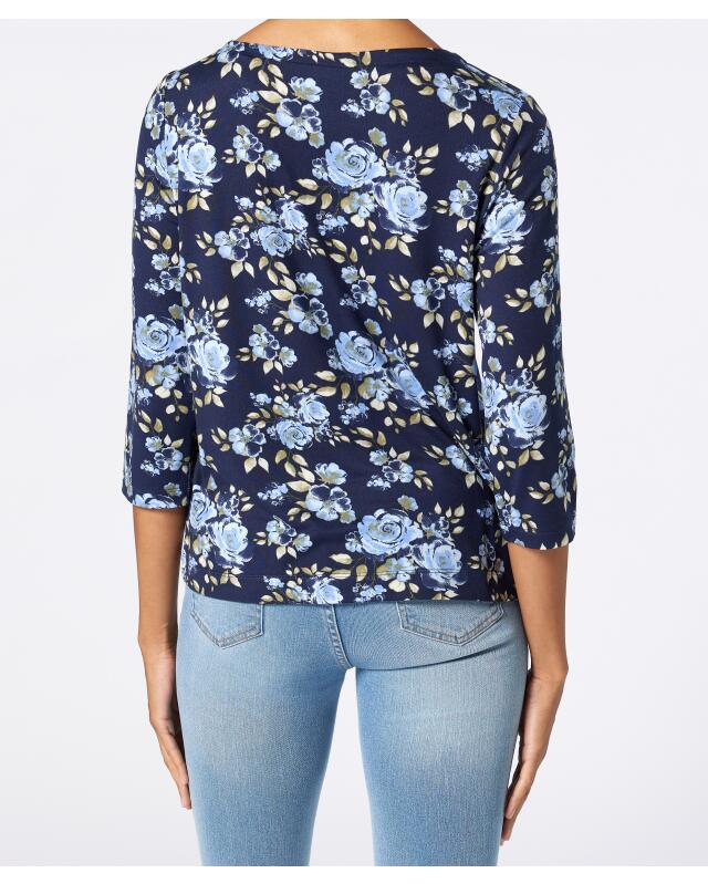T-shirt manches 3/4 femme, bleu imprimé (KiK Shirt mit 3/4-Arm (blau bedruckt)) — KiK, produit allemand authentique au Maroc