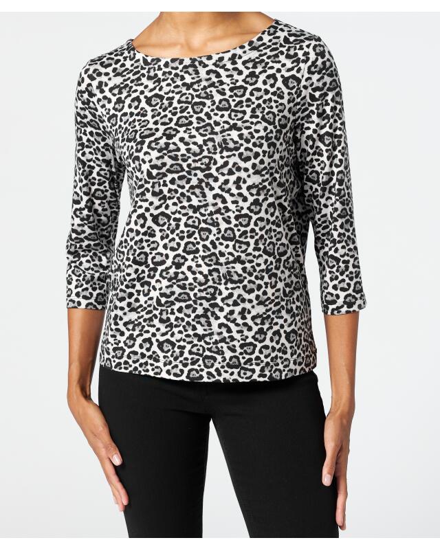 3/4-sleeve top for women, grey leopard print (KiK Shirt mit 3/4-Arm (Leo Grau)) — KiK, authentic German product in Morocco