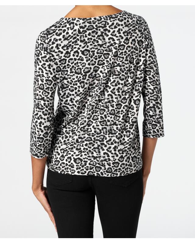 3/4-sleeve top for women, grey leopard print (KiK Shirt mit 3/4-Arm (Leo Grau)) — KiK, authentic German product in Morocco