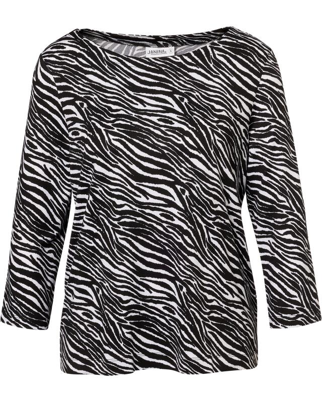 T-shirt manches 3/4 femme, imprimé zèbre (KiK Shirt mit 3/4-Arm (Zebradruck)) — KiK, produit allemand authentique au Maroc