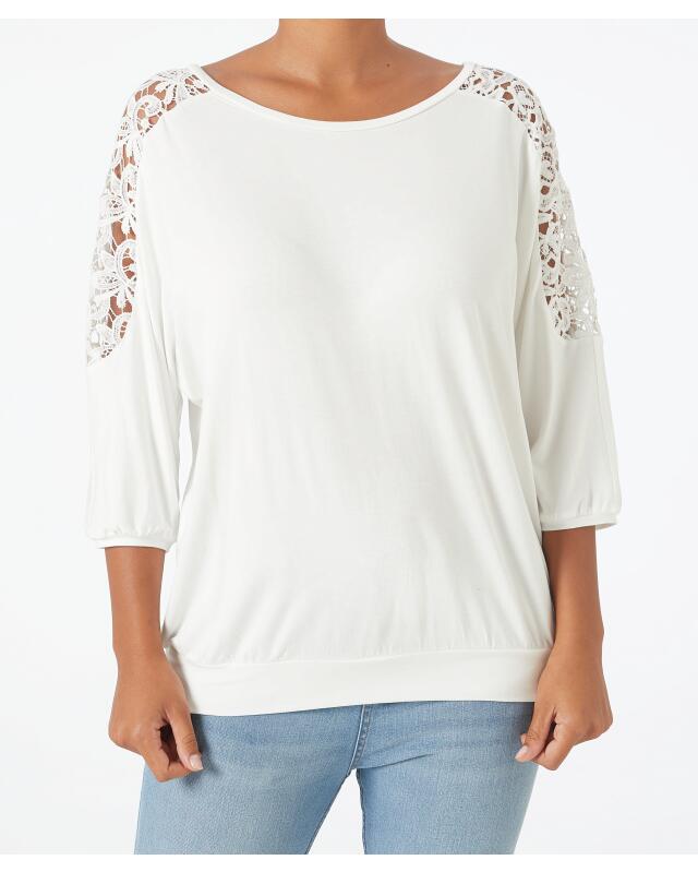 T-shirt à manches chauve-souris femme, blanc (KiK Shirt mit Fledermausärmeln (weiß)) — KiK, produit allemand authentique au Maroc
