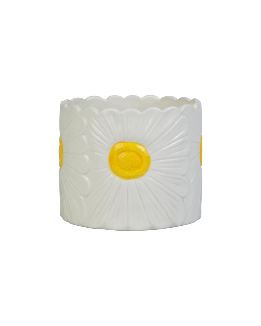 Keramikvase Frühling, weiß/gelb