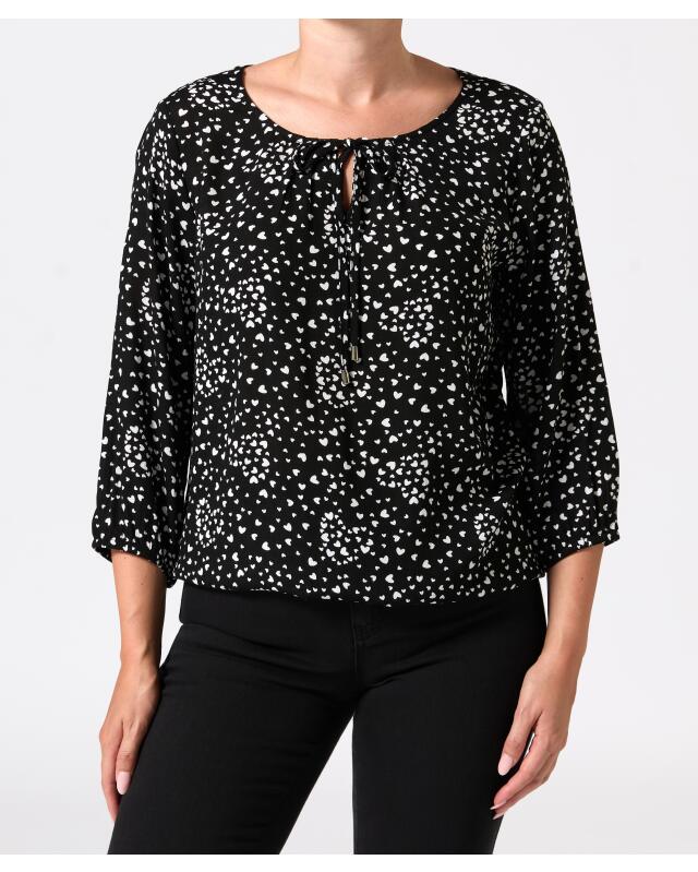 Blouse à cœurs femme, noir/blanc — KiK, produit allemand authentique au Maroc