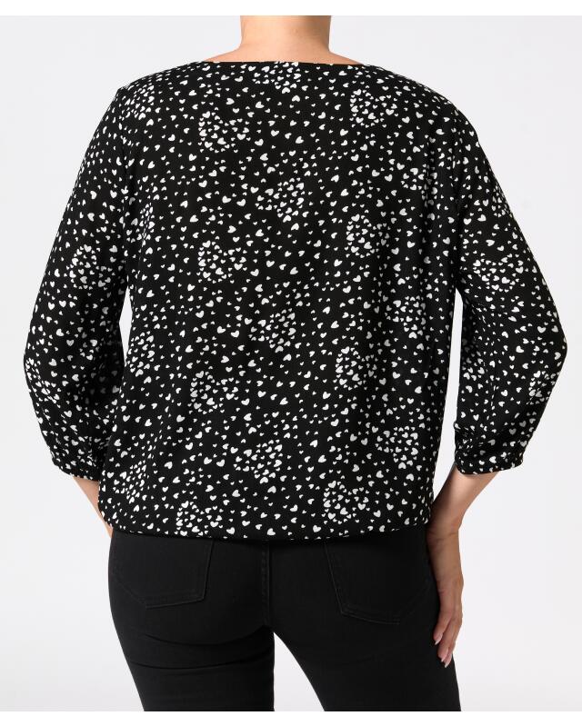 Blouse with hearts for women, black/white (KiK Bluse mit Herzen (schwarz/weiß)) — KiK, authentic German product in Morocco