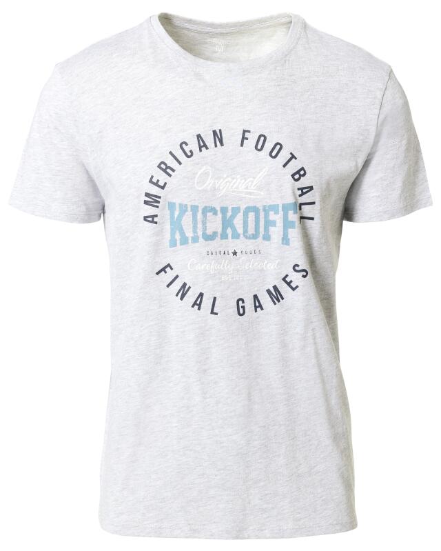 American football T-shirt for men, grey marl (KiK T-Shirt Football (grau melange)) — KiK, authentic German product in Morocco