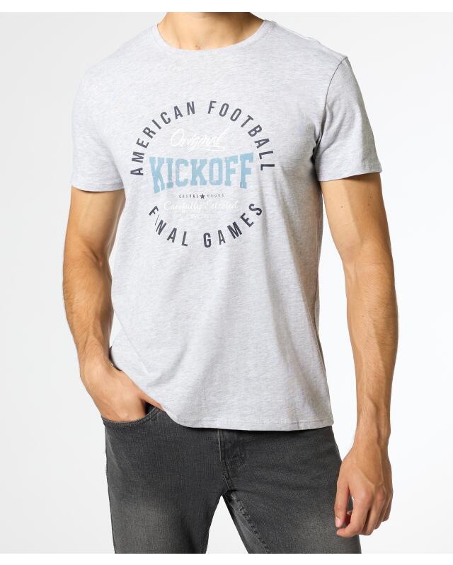 American football T-shirt for men, grey marl (KiK T-Shirt Football (grau melange)) — KiK, authentic German product in Morocco