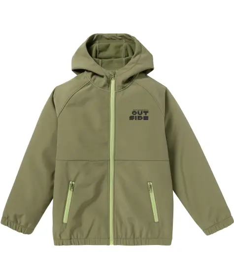 Kinder softshell jas in kaki