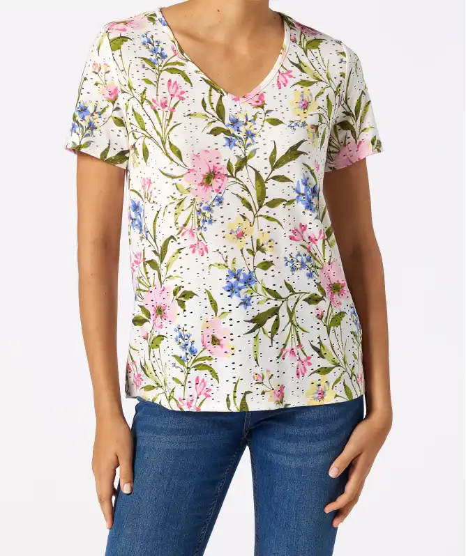 T-shirt met geperforeerd patroon