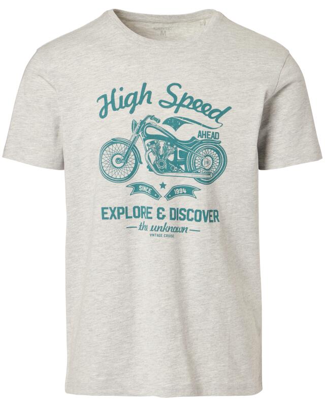 تيشيرت بنقشة دراجة نارية للرجال، رمادي مبرقش (KiK T-Shirt Motorrad (grau melange)) — KiK, منتج ألماني أصلي في المغرب