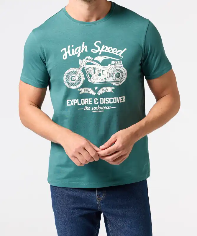 T-shirt met motorfiets
