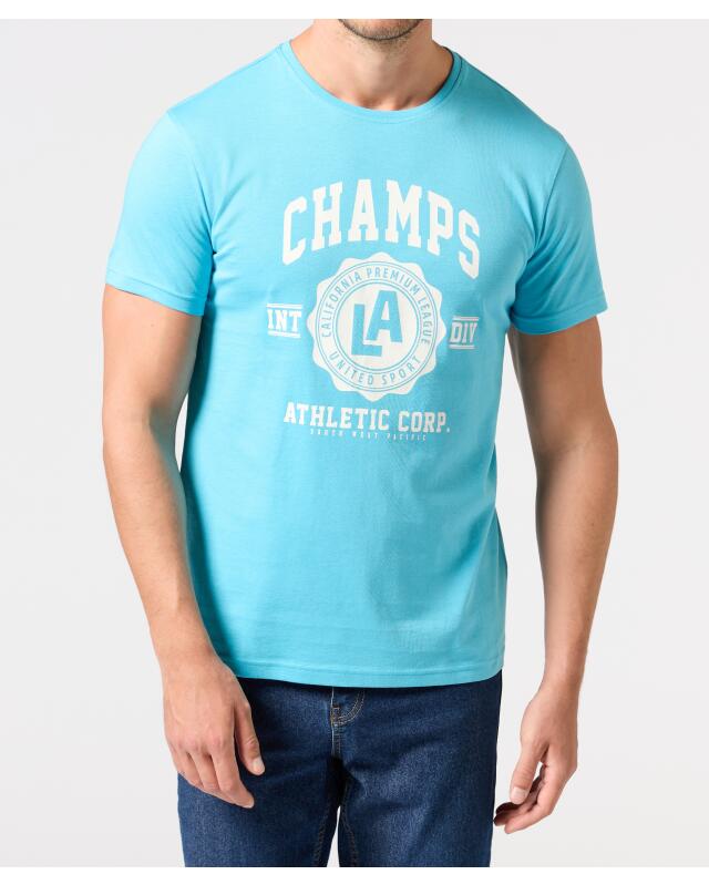تيشيرت بطبعة أمامية للرجال، أكوا (KiK T-Shirt mit Frontprint (aqua)) — KiK, منتج ألماني أصلي في المغرب