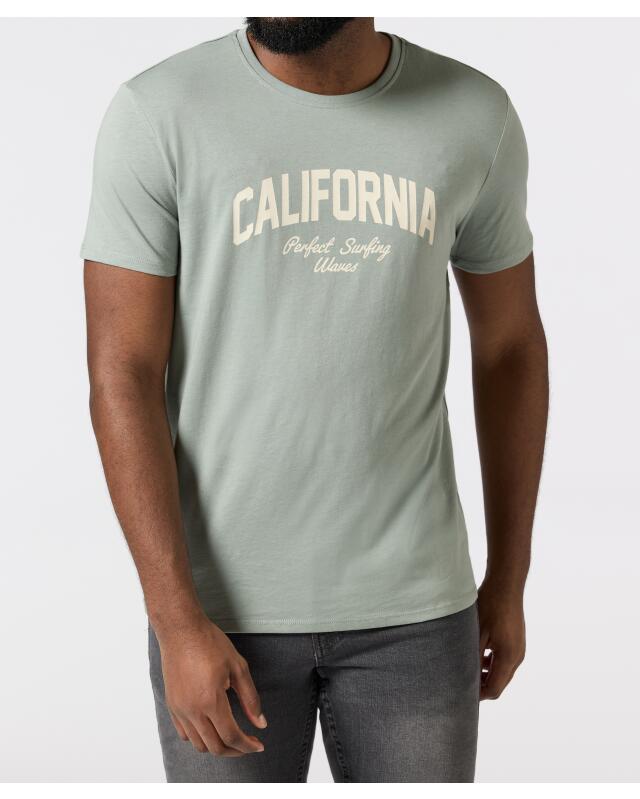 T-shirt à imprimé devant homme, vert clair (KiK T-Shirt mit Frontprint (hellgrün)) — KiK, produit allemand authentique au Maroc
