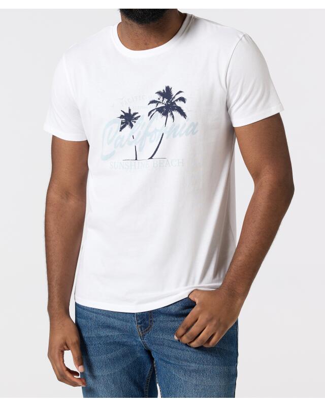 T-shirt à imprimé devant homme, blanc (KiK T-Shirt mit Frontprint (weiß)) — KiK, produit allemand authentique au Maroc