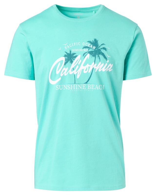 T-shirt à imprimé devant homme, turquoise (KiK T-Shirt mit Frontprint (türkis)) — KiK, produit allemand authentique au Maroc