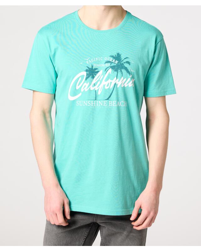 T-shirt à imprimé devant homme, turquoise (KiK T-Shirt mit Frontprint (türkis)) — KiK, produit allemand authentique au Maroc
