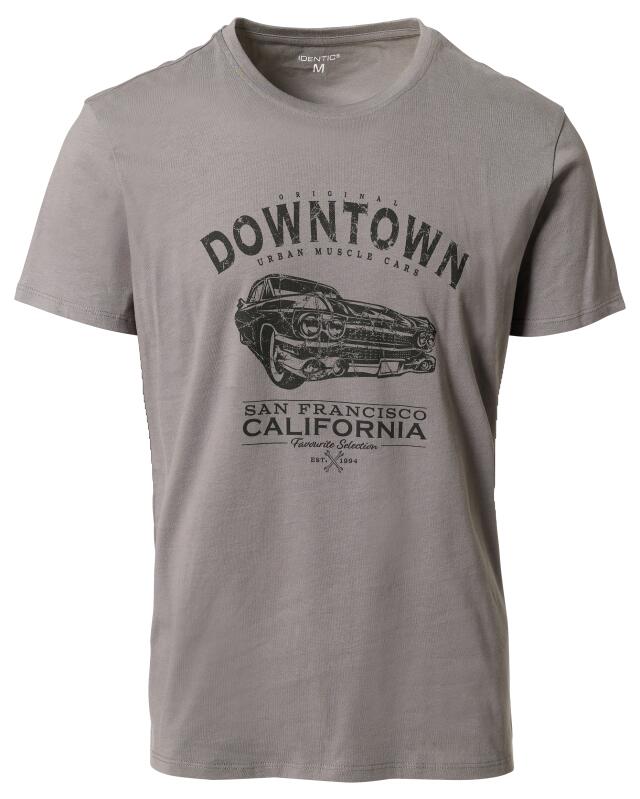 T-shirt with front print for men, grey (KiK T-Shirt mit Frontprint (grau)) — KiK, authentic German product in Morocco