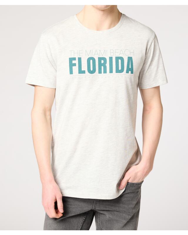 تيشيرت بكتابة للرجال، إكرو مبرقش (KiK T-Shirt mit Schriftzug (natur melange)) — KiK, منتج ألماني أصلي في المغرب