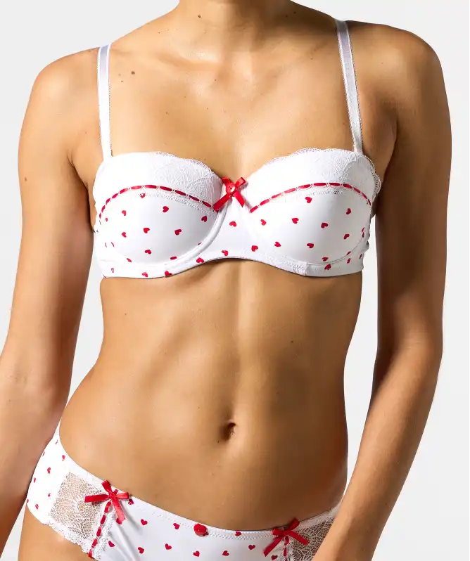 Balconette-BH mit Herzmuster