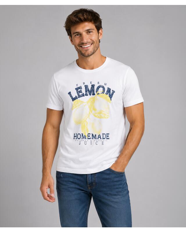 T-shirt à motif citron homme, blanc (KiK T-Shirt mit Zitronenmotiv (weiß)) — KiK, produit allemand authentique au Maroc