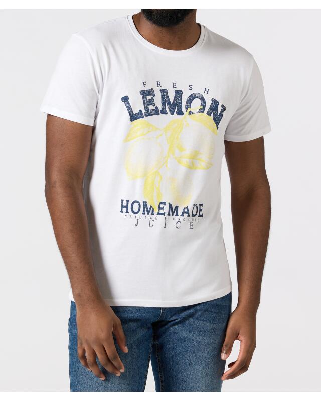 T-shirt à motif citron homme, blanc (KiK T-Shirt mit Zitronenmotiv (weiß)) — KiK, produit allemand authentique au Maroc