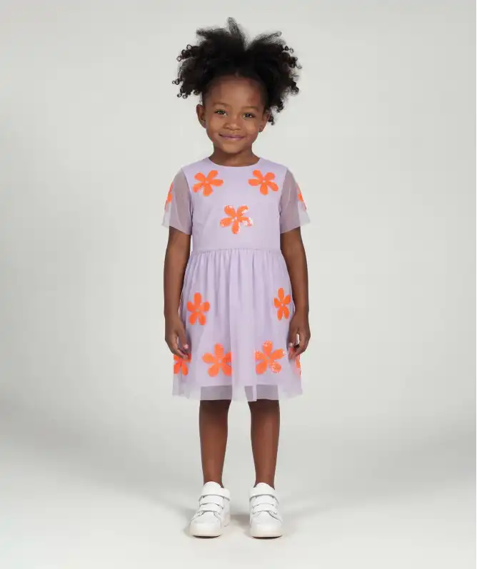 Mesh-Kleid mit Blumen