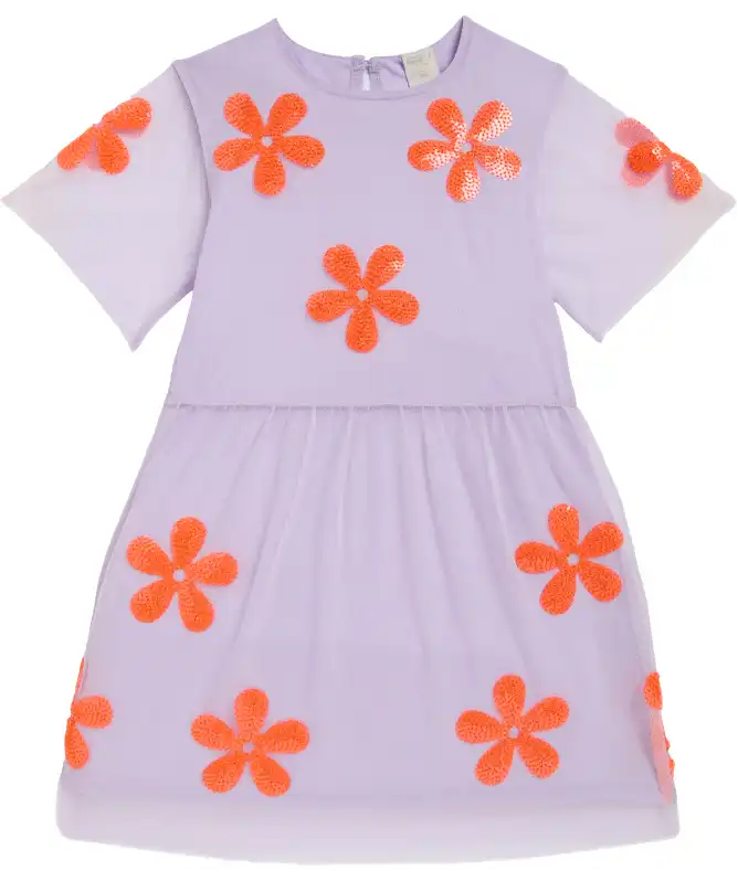 Mesh-Kleid mit Blumen