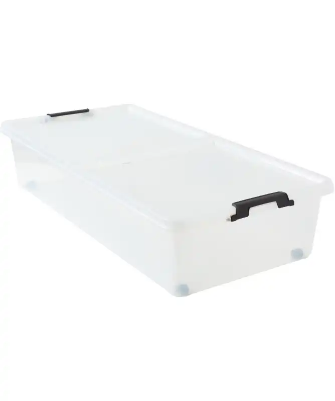 Transparante opbergdoos op wielen