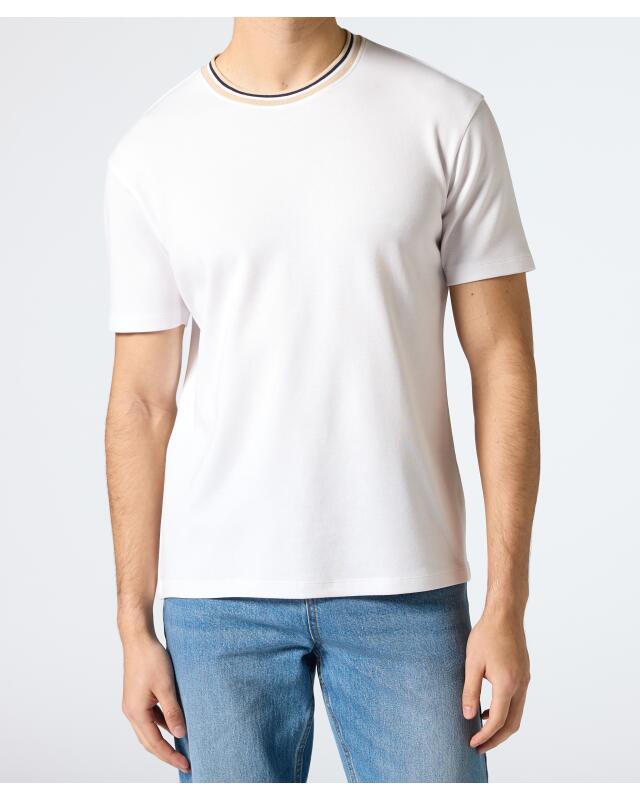 T-shirt à bords côtelés homme, blanc (KiK T-Shirt mit Rippbündchen (weiß)) — KiK, produit allemand authentique au Maroc