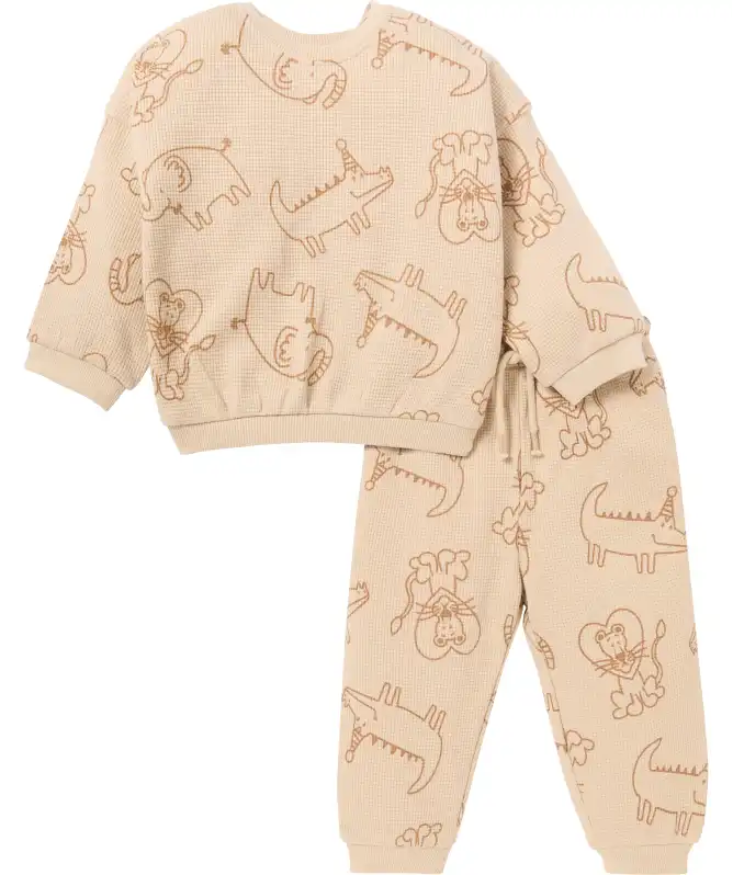 Sweatshirt + Hose mit Waffelstruktur