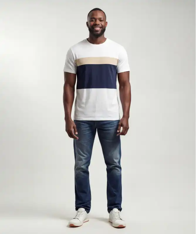 T-Shirt mit Kontrasteinsätzen