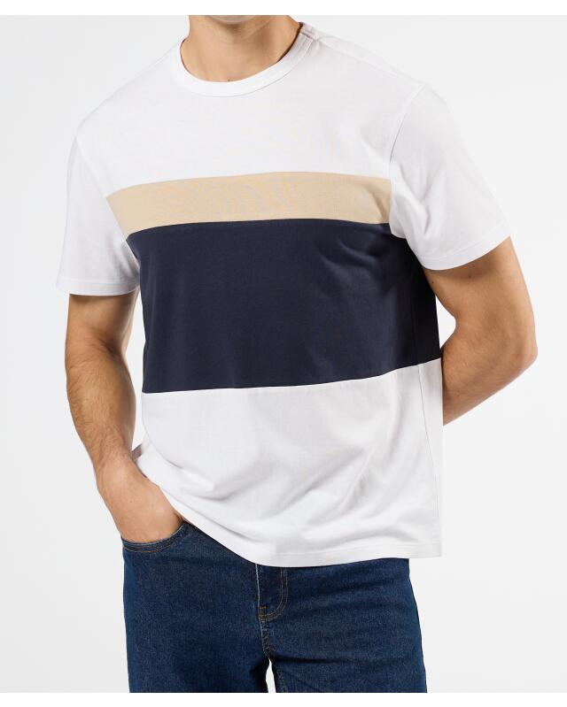 تيشيرت بإضافات متباينة للرجال، أبيض (KiK T-Shirt mit Kontrasteinsätzen (weiß)) — KiK, منتج ألماني أصلي في المغرب