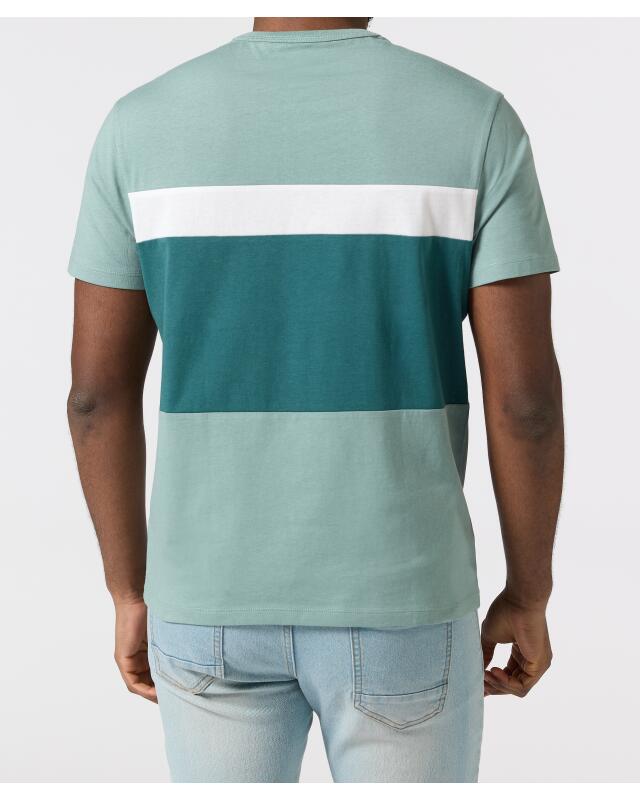 T-shirt with contrast panels for men, petrol (KiK T-Shirt mit Kontrasteinsätzen (petrol)) — KiK, authentic German product in Morocco