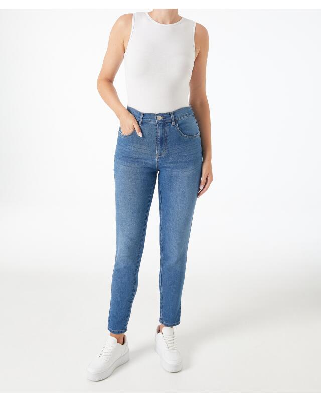 Jean taille haute femme, bleu jean — KiK, produit allemand authentique au Maroc
