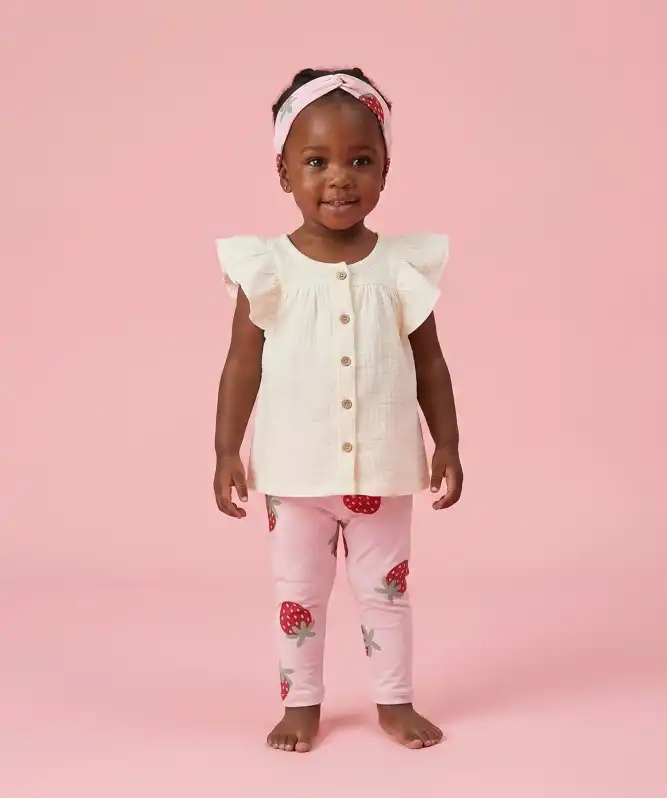 Stirnband + Musselintop + Leggings