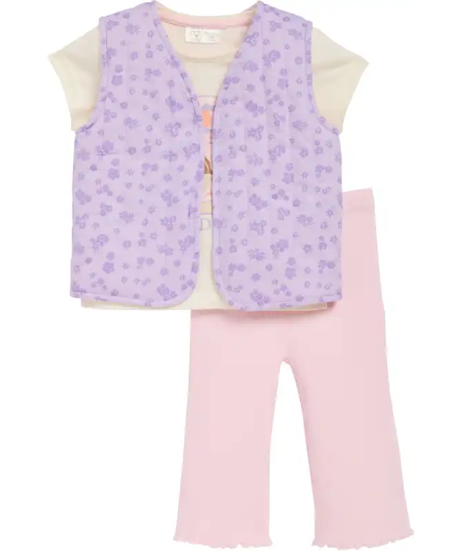 Baby T-shirt + gewatteerd vest + broek