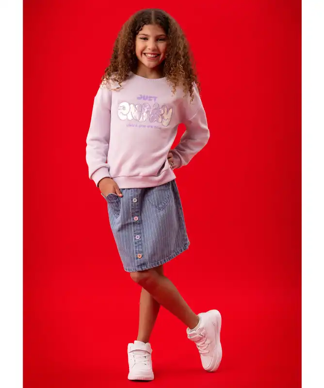 Kinder denim rok met fijne strepen